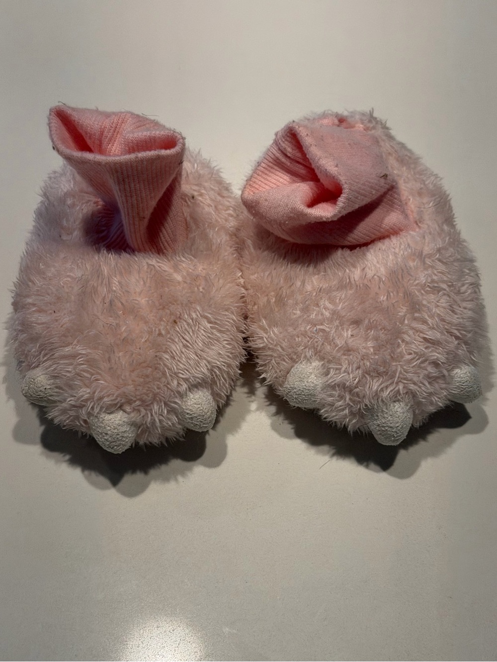 Baby Girl Pink Monster Skippers - Soft Faux Fur with elastic sock top